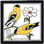 Gold Finch Song Bird Tile Hand Painted by Besheer Art Tile, for use as Wall Plaque or Trivet